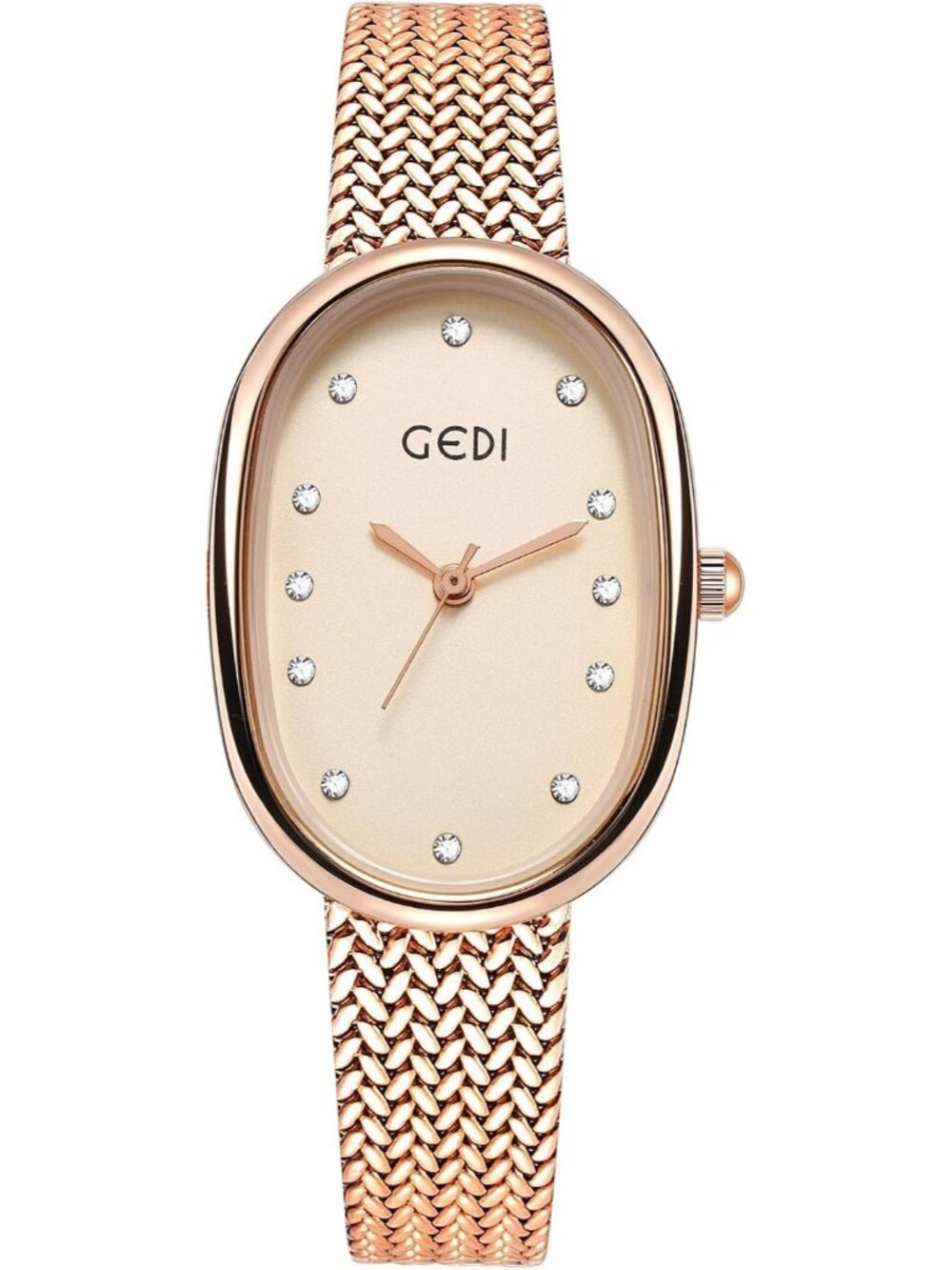 Women's Rose Gold Oval Dial Mother-of-Pearl Slim Minimalist Waterproof Watch